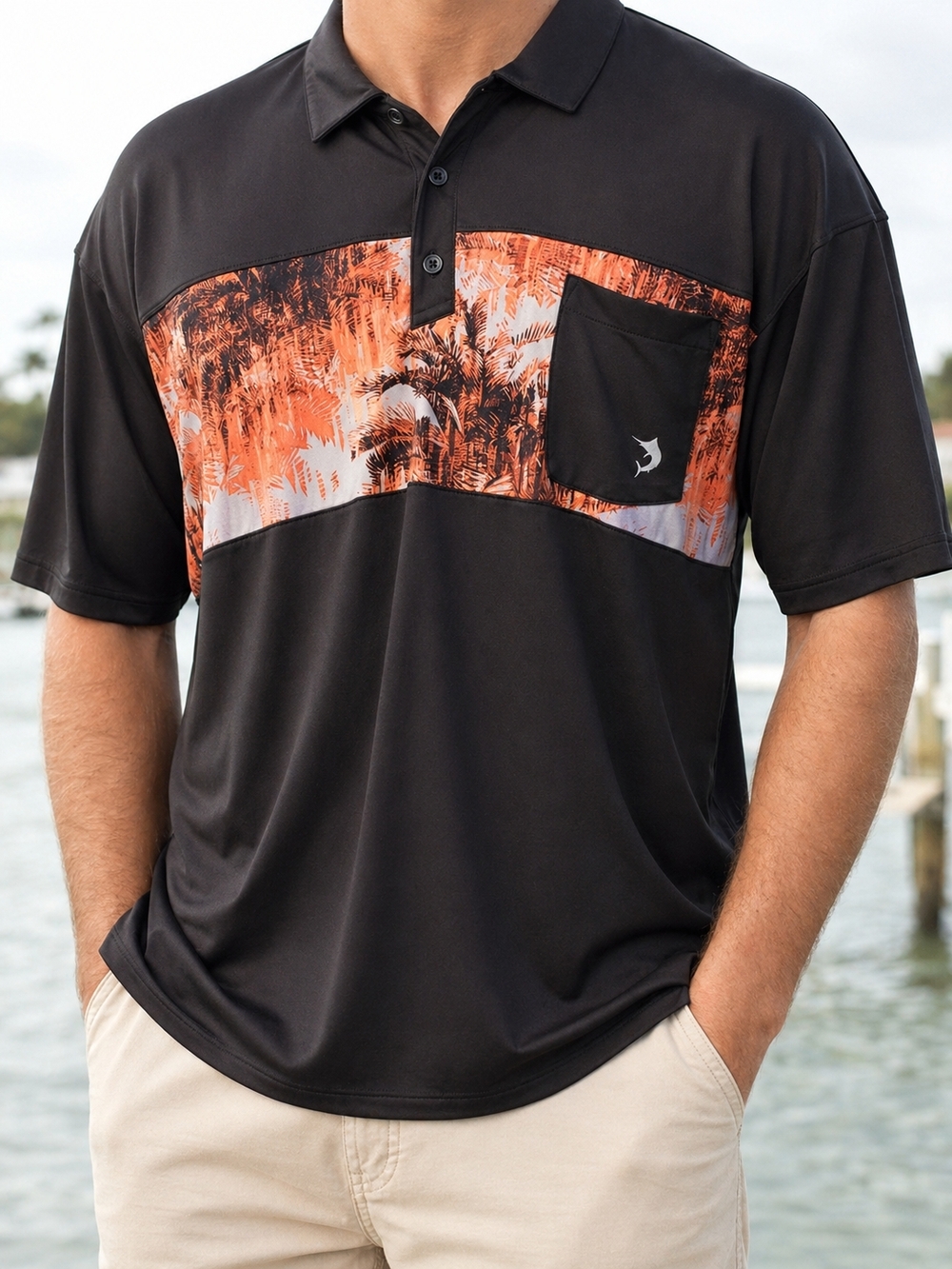Reel Legends XXL Polo Shirt Black Orange Fishing Performance Short Sleeve Mens